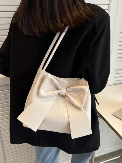 Bolso de Hombro con Moño Elegante Beige – Estilo Minimalista