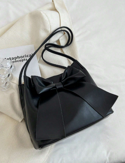 Bolso de Hombro con Moño Elegante Negro – Estilo Minimalista
