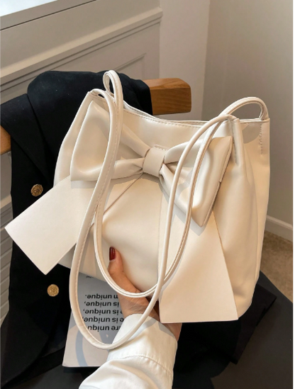 Bolso de Hombro con Moño Elegante Beige – Estilo Minimalista